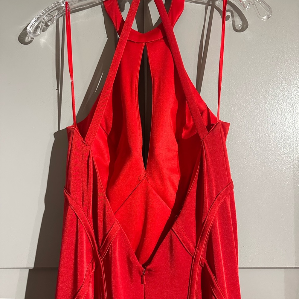 Red Halter Prom Dress - Picture 4 of 7